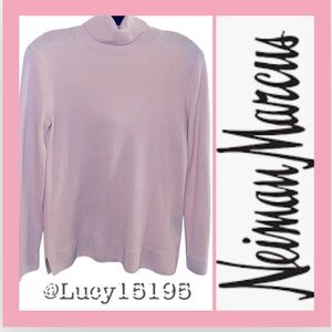 Neiman Marcus Blush Cashmere Turtle Neck Sweater